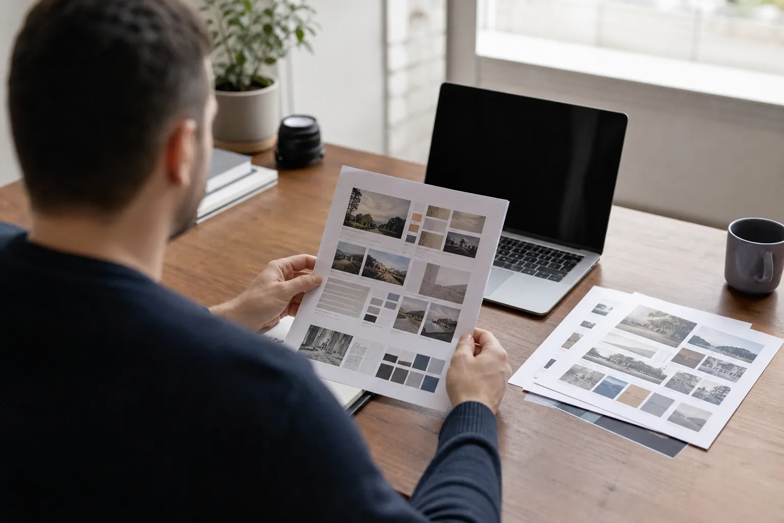 Person browsing printed quick-reference guides at a desk